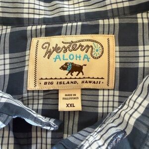 Western Aloha Blue Plaid Dress Shirt